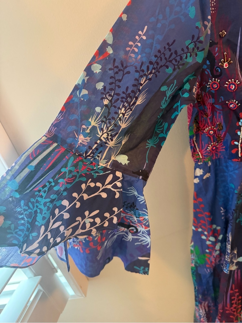 Soft Surroundings Marta Dress maxi beaded floral art to wear beachy boho size M - Picture 7 of 12